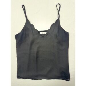 Chic Socialite Women Small Camisole Black Scalloped V Neck Adjustable Strap Tank